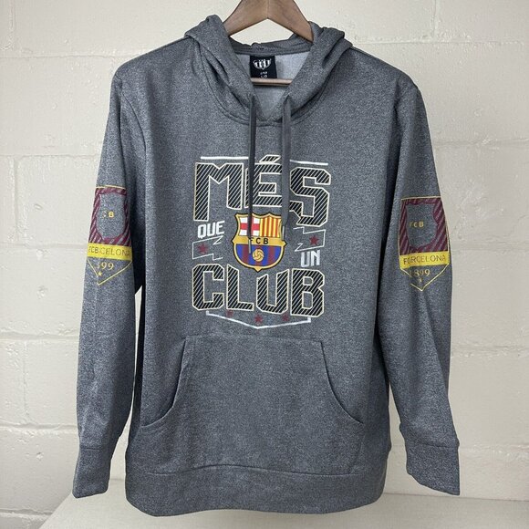 Messi FCB Barcelona Soccer Football Club Hoodie Mes Club Mens Size Large Gray - Picture 1 of 7